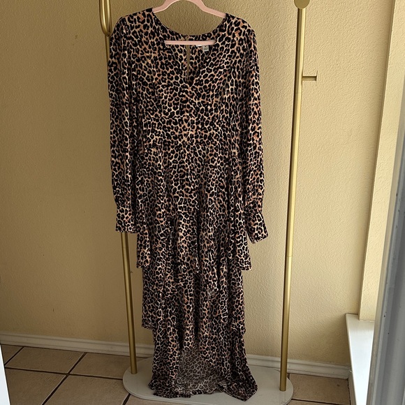 Tiered Ruffle Leopard Print High/Low Maxi Dress - Picture 2 of 9